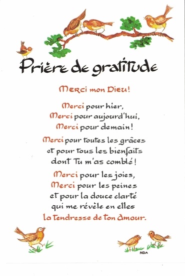 Carte postale avec une Prière de gratitude - image sérigraphiée de l'abbaye d'Argentant